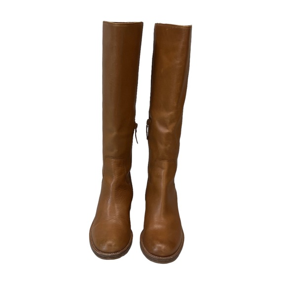 J Crew Knee High Stacked Heel Burnished Sand Boots Size 8 - Picture 2 of 13